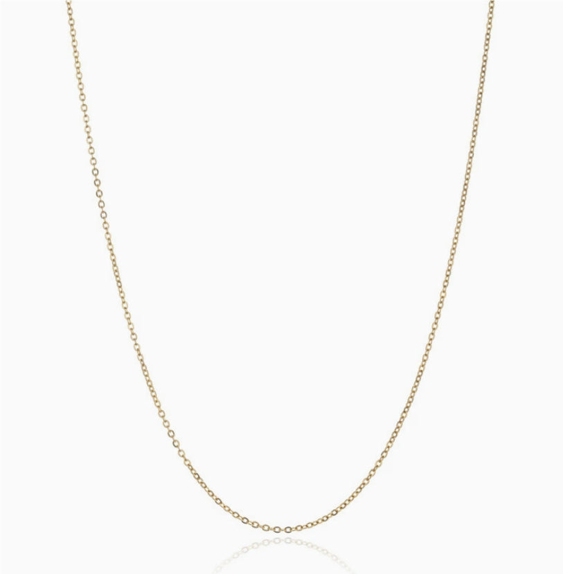 Gold chain necklace on a white background